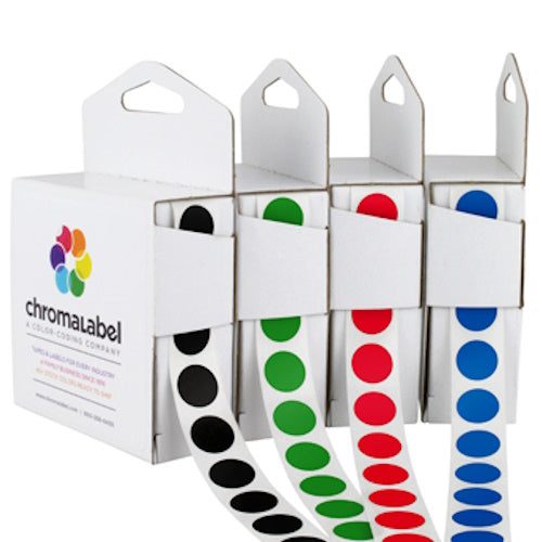 1 2 inch color code dot stickers in dispenser boxes