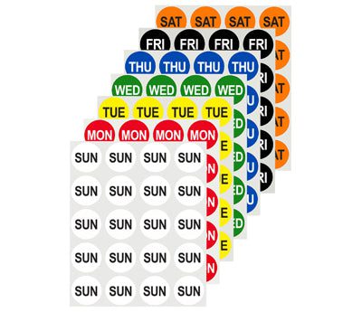 Color Coded Day of the Week Labels