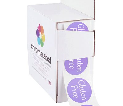 Gluten Free Stickers in an easy dispense box