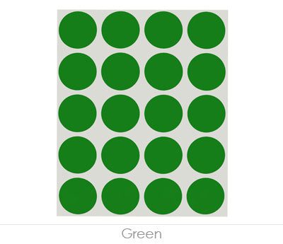 1" Green Clean Remove Sheeted Stickers