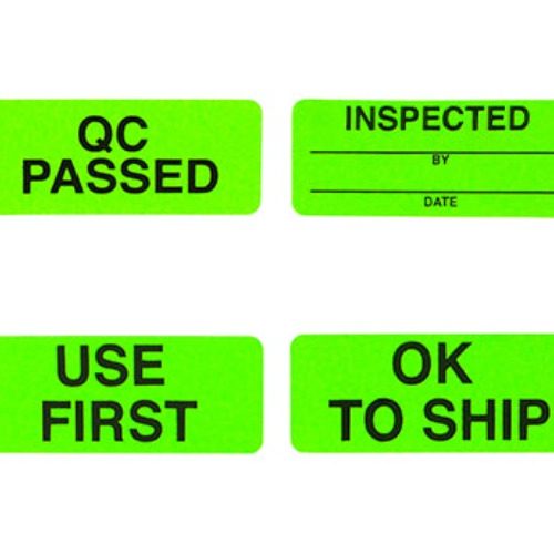 1 x 2 1 2 inch Quality Control Fluorescent Labels Neon Green